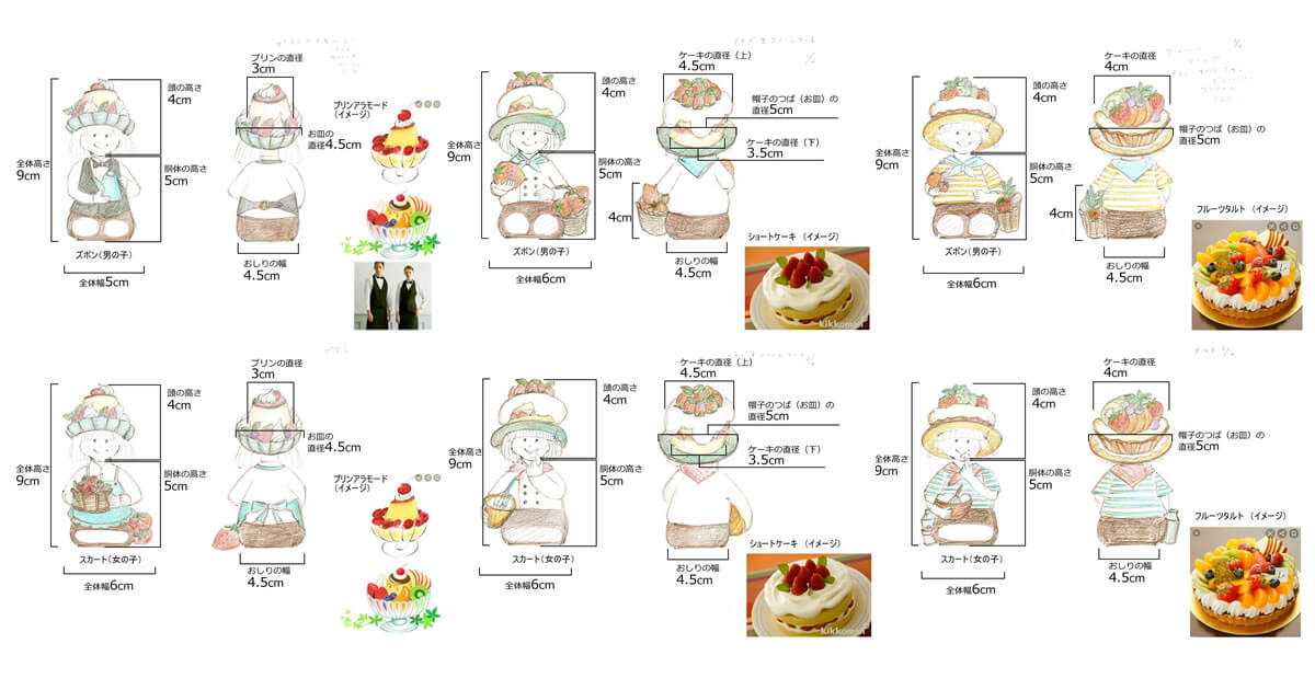 フルーツこびと妖精ケーキシリーズ。デザイン画データ